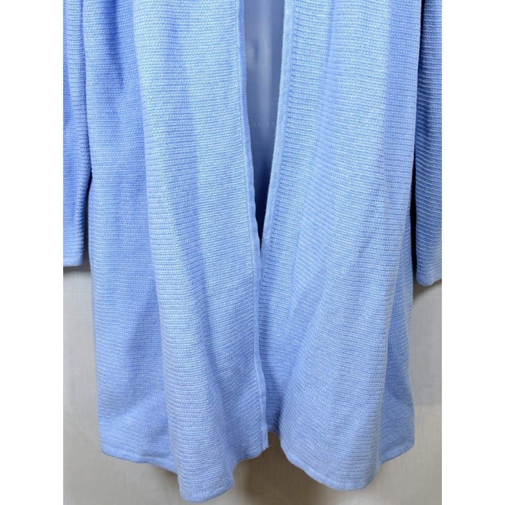 Talbots Plus Textured Open Front Sweater Jacket Light Blue Cotton Blend Women 1X - Picture 3 of 12